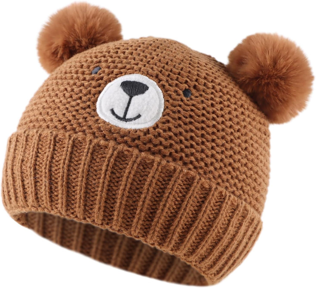 Cute Bear Baby Beanie Pompom Baby Boy Hat Winter Knit Beanie Girl