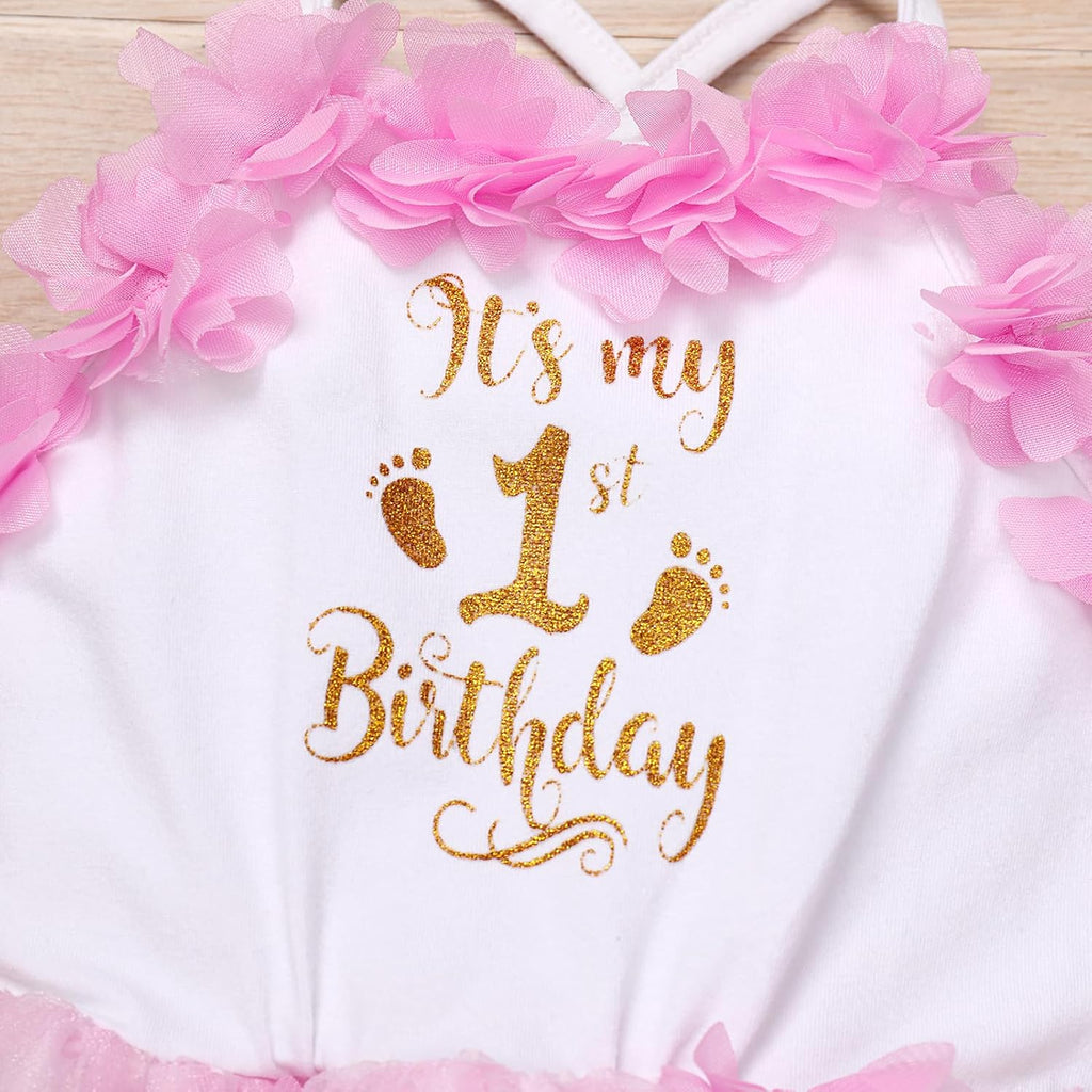 1/2 Birthday Girl Outfit for Baby Girl's Six Months Party Dress with Flower Headband Photoshooting Summer Clothes