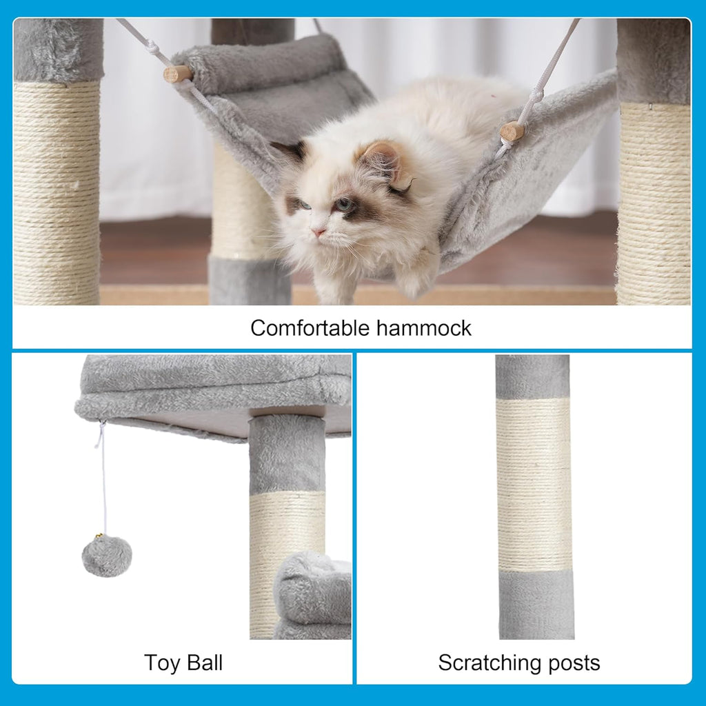 Cat Tree Tower with Sisal Scratching Posts, Big Condo