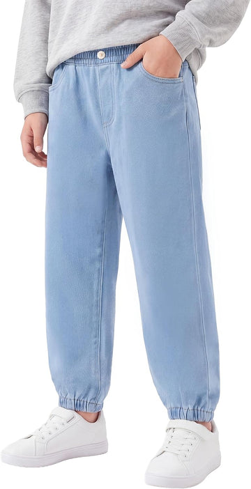 Boys Baggy Jeans, Stretch Waist Sweatpant Jeans for Boys, Denim Joggers for Growing Child, School Attire