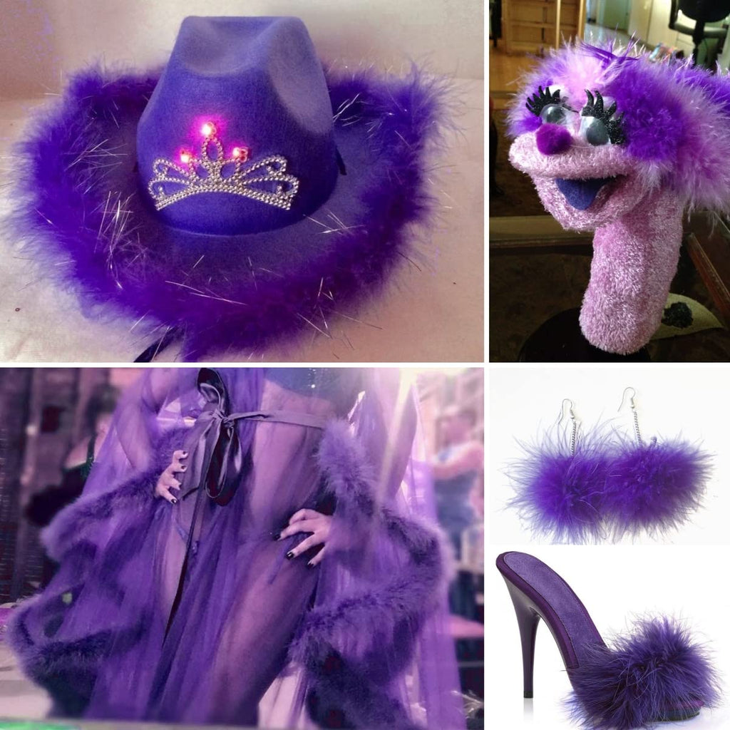 Purple Marabou Feather Boas for Wedding Party, 2Pcs 22g 2 Yards
