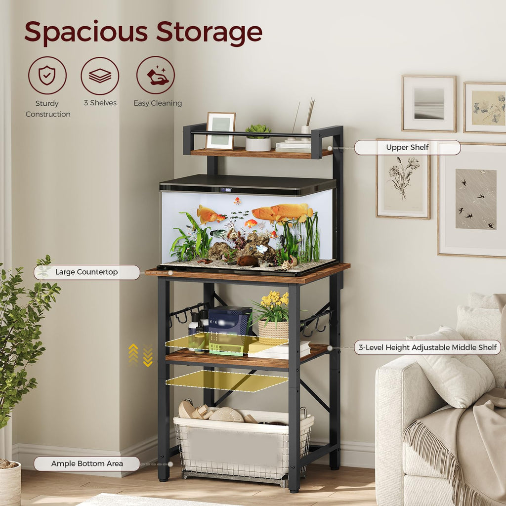 5-10 Gallon Fish Tank Stand, Aquarium Stand with Adjustable Shelf