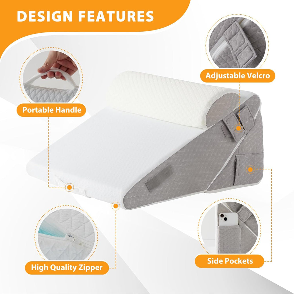 Wedge Pillow Set for After Surgery, 3PCS Adjustable 9&12 Inch Bed Wedge Pillow for Sleeping, Incline Pillow Wedge for