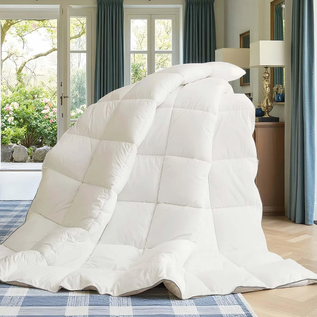 Down Fiber Comforter King for Winter, 100% Cotton Duvet Insert