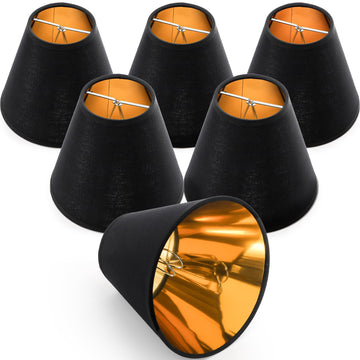 6 Pack Chandelier Shades, Black Barrel Lampshades, 3" x 5.9" x 5" Small Fabric Replacement Lamp Shade Cover Clip-on