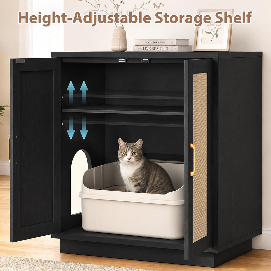 Cat Litter Box Enclosure Furniture-Hidden Storage