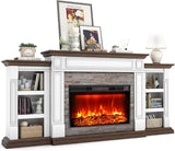 80" Fireplace TV Stand for TVs Up to 90 Inch, Electric Fireplace with Mantel