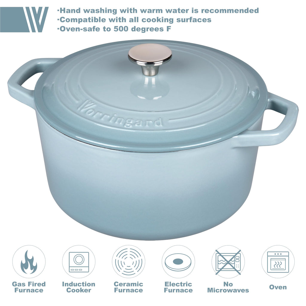 Enameled Cast Iron Dutch Oven Pot with Lid, for Bread Baking, Round Bread Oven- include Sourdough Bread Baking