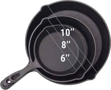 Pre-Seasoned Cast Iron 3 Piece Skillet Set