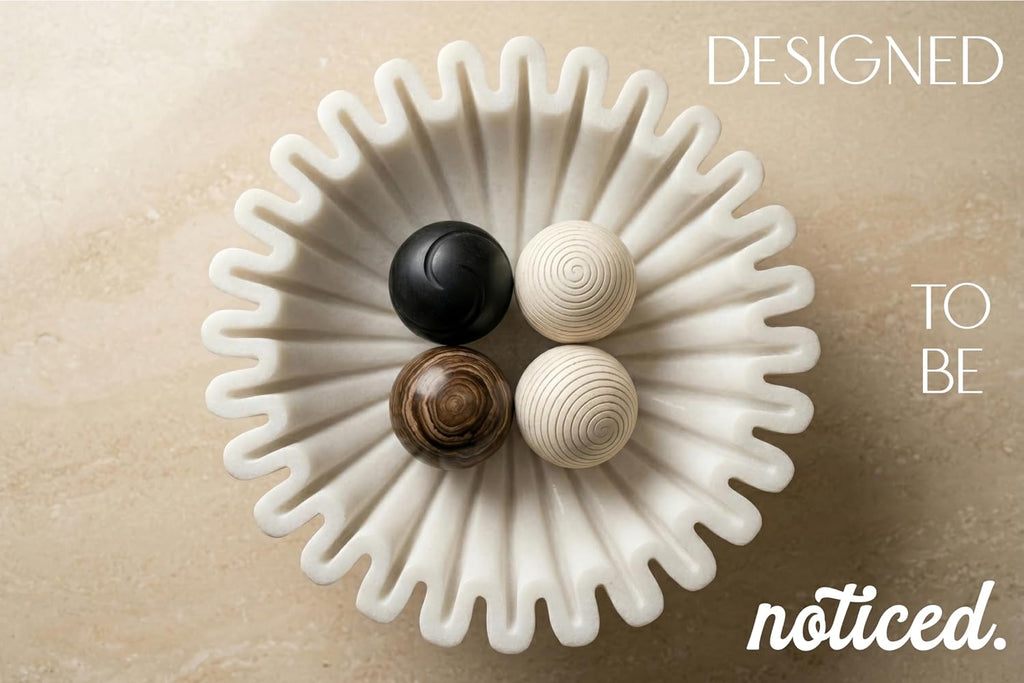 Marble Decorative Bowl Decor - 100% Natural Stone | Handcrafted | Pedestal Marble Bowl - Versatile 9" Catch All