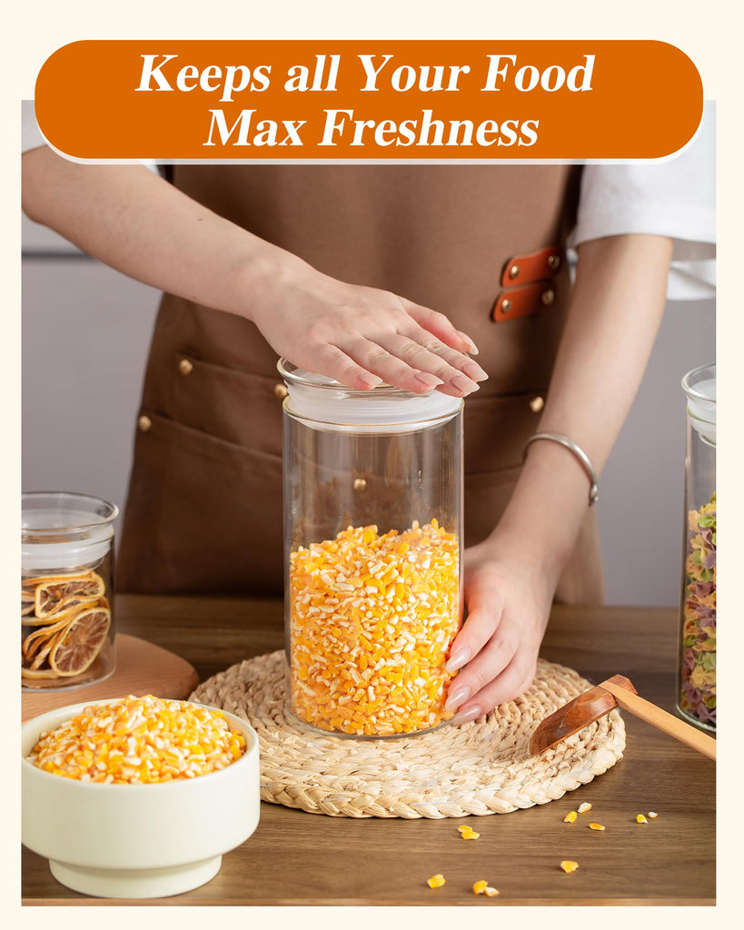 Glass Canisters with Airtight Lids, Set of 2 50oz Tall Storage Jars
