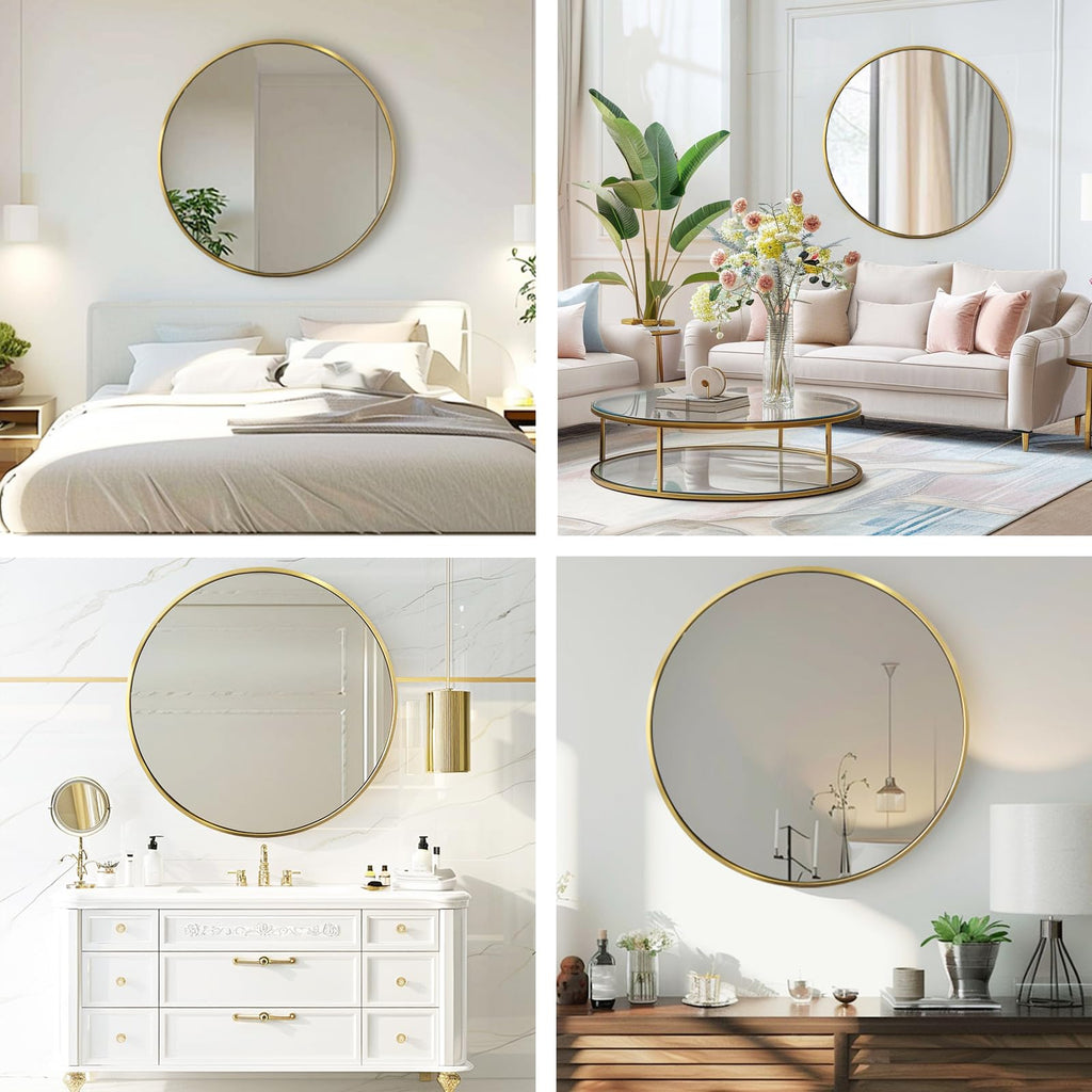 Round Bathroom Mirror, Circle Mirror, Gold, 20 Inch, 1 Pack