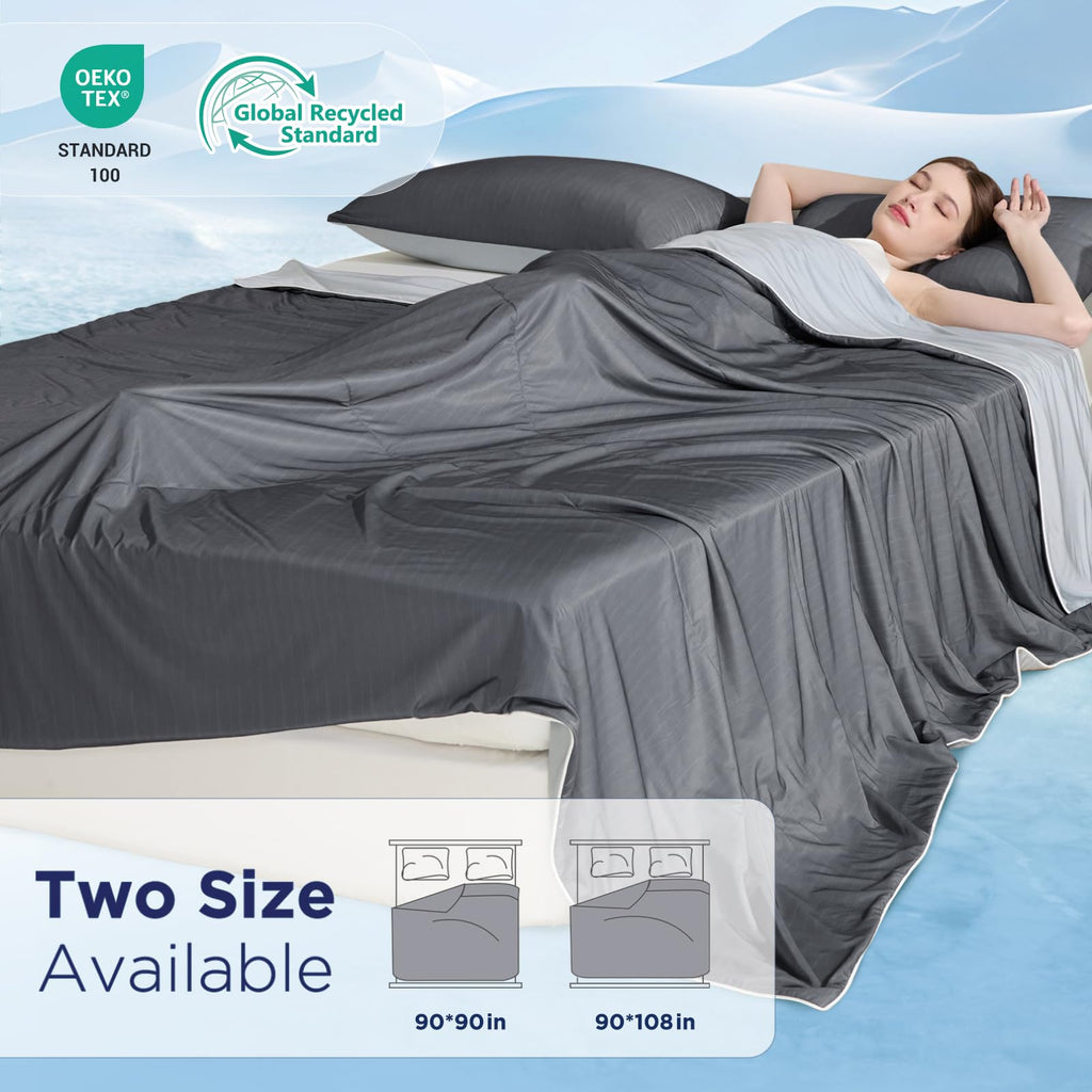 Cooling Comforter Queen Size, Ultra Lightweight, 90" x 90", Grey