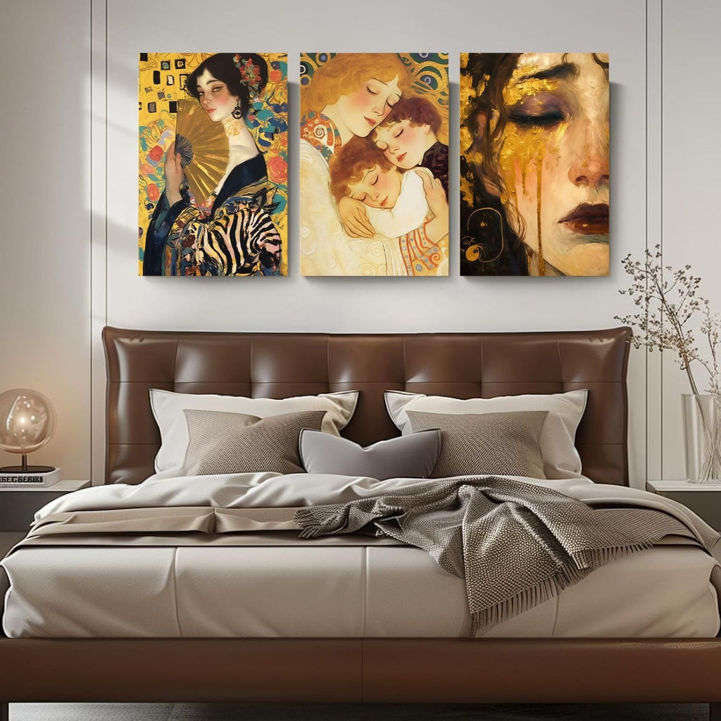 Whimsical Gustav Klimt Canvas, Klimt Exhibition, Gustav Klimt Canvas Wall Art (16" x 24" x 3 pcs)