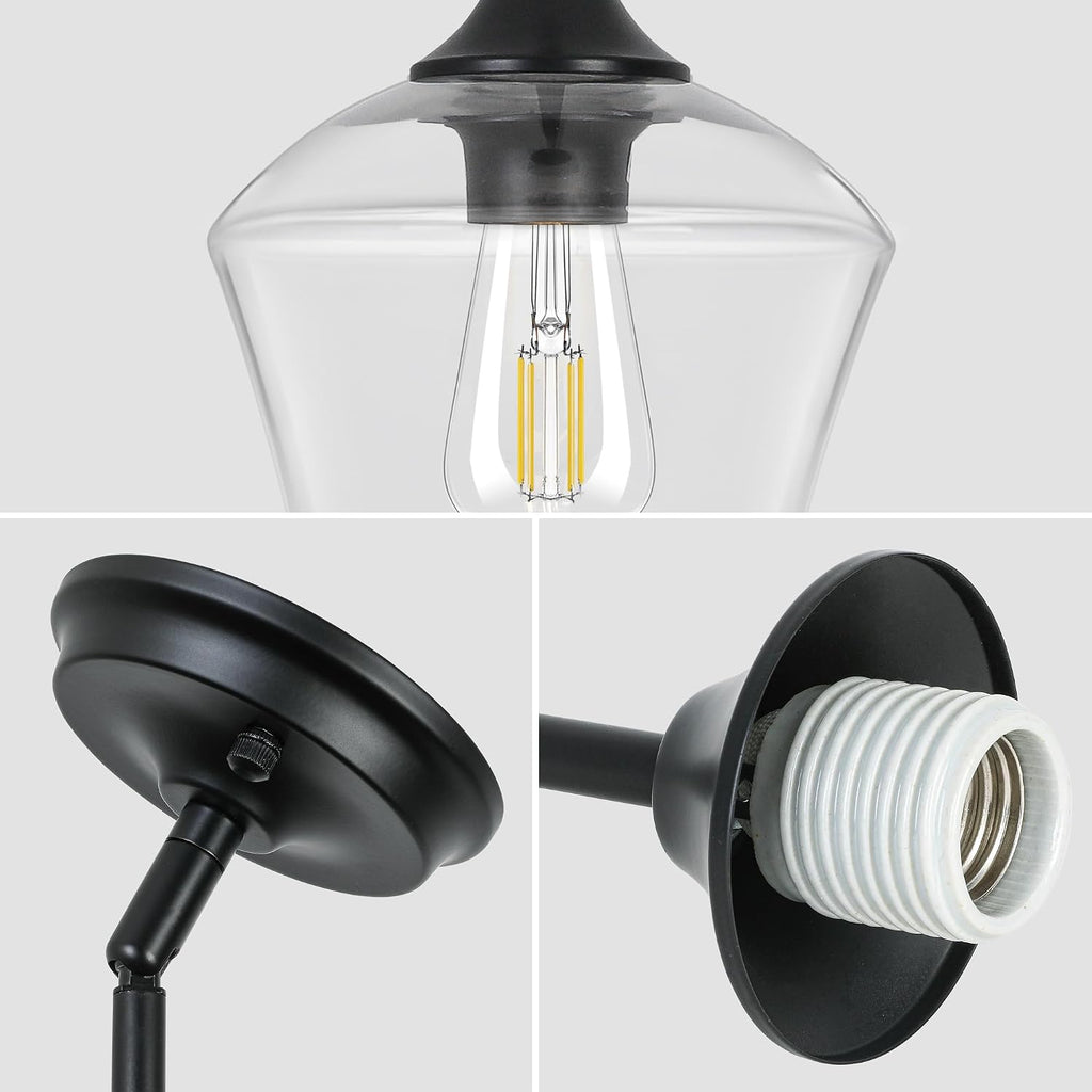 1-Pendant Lights Kitchen Island, Hand Blown Glass Pendant Light Fixtures, Metal Light Fixtures Rod Ceiling Ceiling