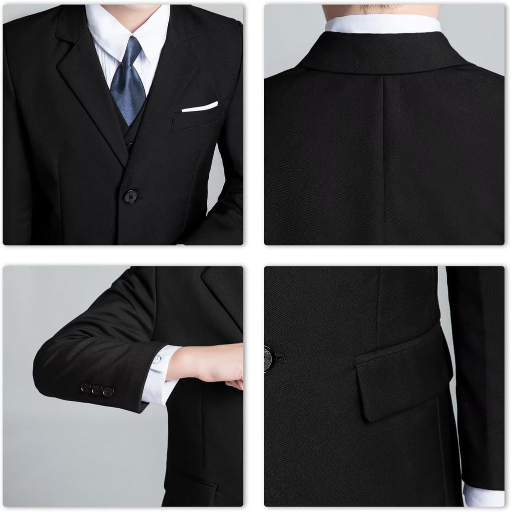 Boys Formal Suit Kids 5 Piece Suit Jacket Pants Set with Shirt Tie