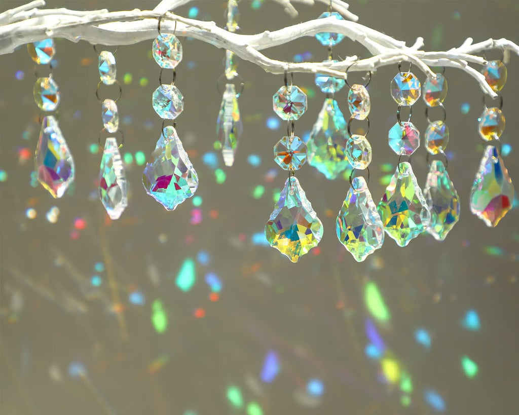 25pcs 38mm Crystal Chandelier Prism Pendants, Suncatchers Hanging Crystals - Horse Eyes Chandelier Prism Replacement