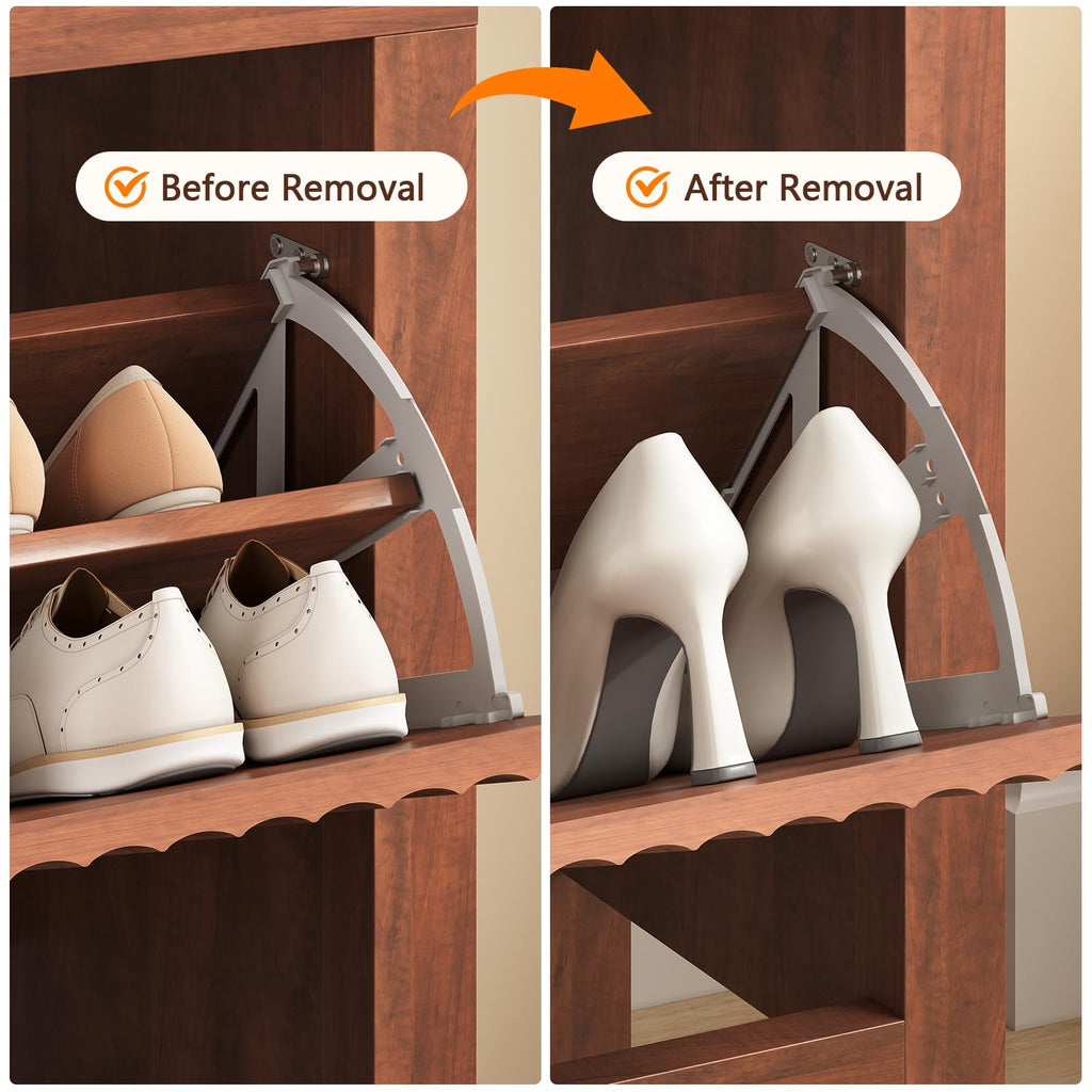 32" Fluted Shoe Cabinet Storage with 3 Flip Drawers