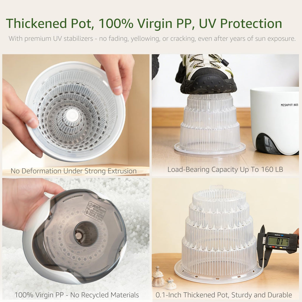 Orchid Pots with Holes for Repotting, Double Layer Plastic Imitate Ceramic Orchid Planter Provide Good Air