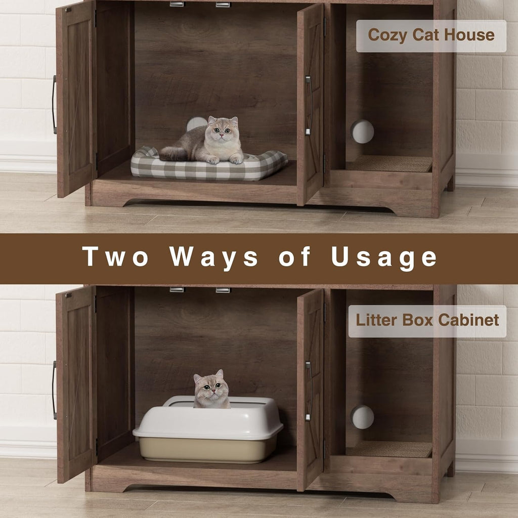 Cat Litter Box Enclosure, Hidden Litter Box with Scratch Pad