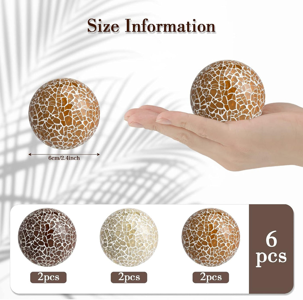 6 Pcs Mosaic Sphere Balls Decorative for Bowls, Mosaic Glass Balls Decorative Orbs Table Sphere Decor Centerpiece for