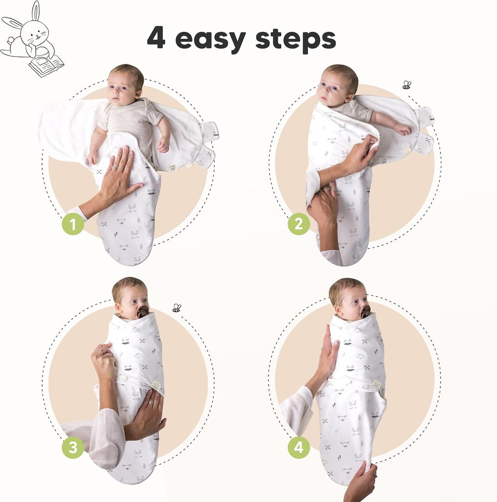 3pk Organic Baby Swaddles for Newborns, 0.5 TOG Nordic
