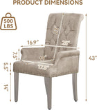 Velvet Dining Chair with Arms, Upholstered Tufted High Back Dining Room Chairs