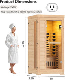 1-2 Person 6.3Ft Infrared Sauna, 7 Color Full Spectrum Wood Dry Sauna. Canadian Hemlock Indoor Saunas with 1745W 20Min
