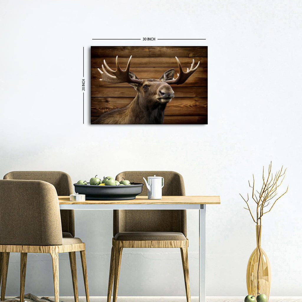 Rustic Deer Wall Art Moose Portrait Canvas Wall Decor Farmhouse Animal Prints Cabin Lodge Decor Woodland Western