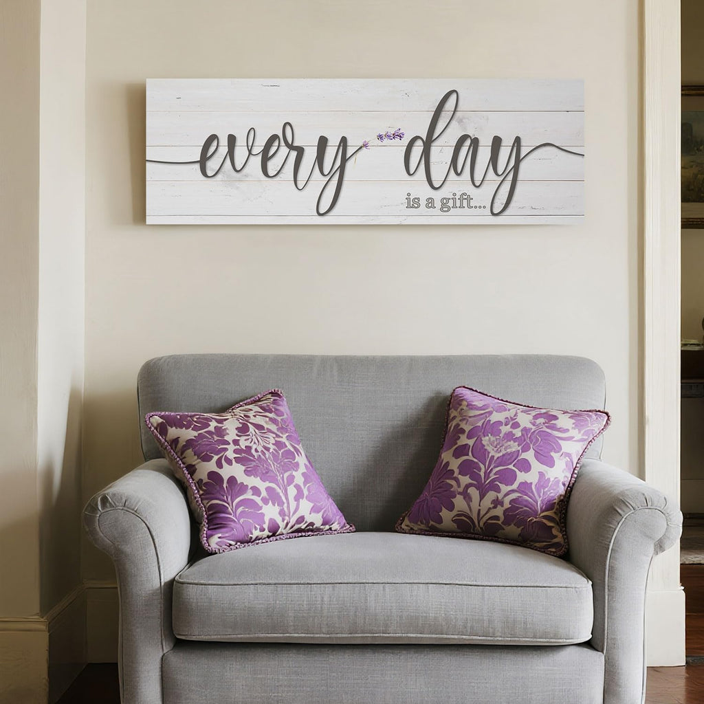 Every Day is a Gift Signs Wall Decor Inspirational Quotes Wall Plaques Family Home Framed Wall Art Vintage Farmhouse
