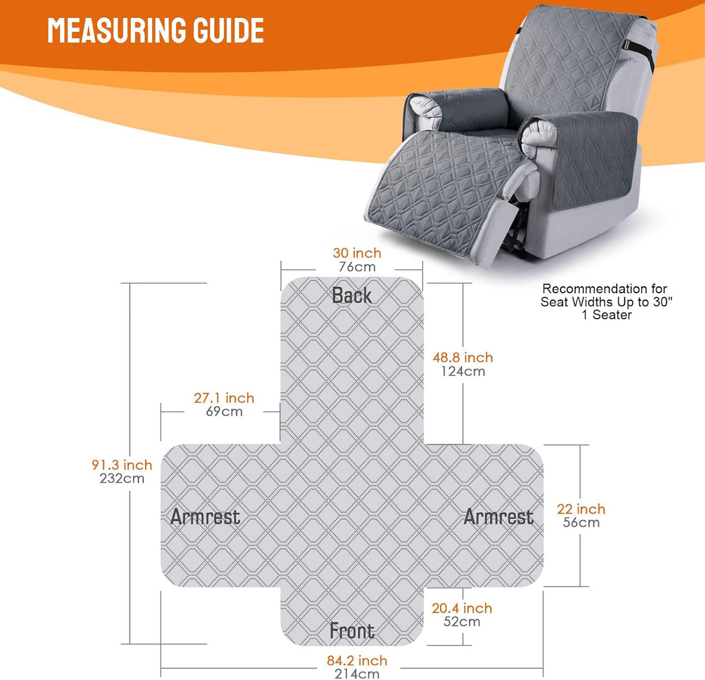 100% Waterproof Recliner Chair Covers, Recliner Cover Non-Slip Dog Chair Cover Furniture Protector Washable Slipcover