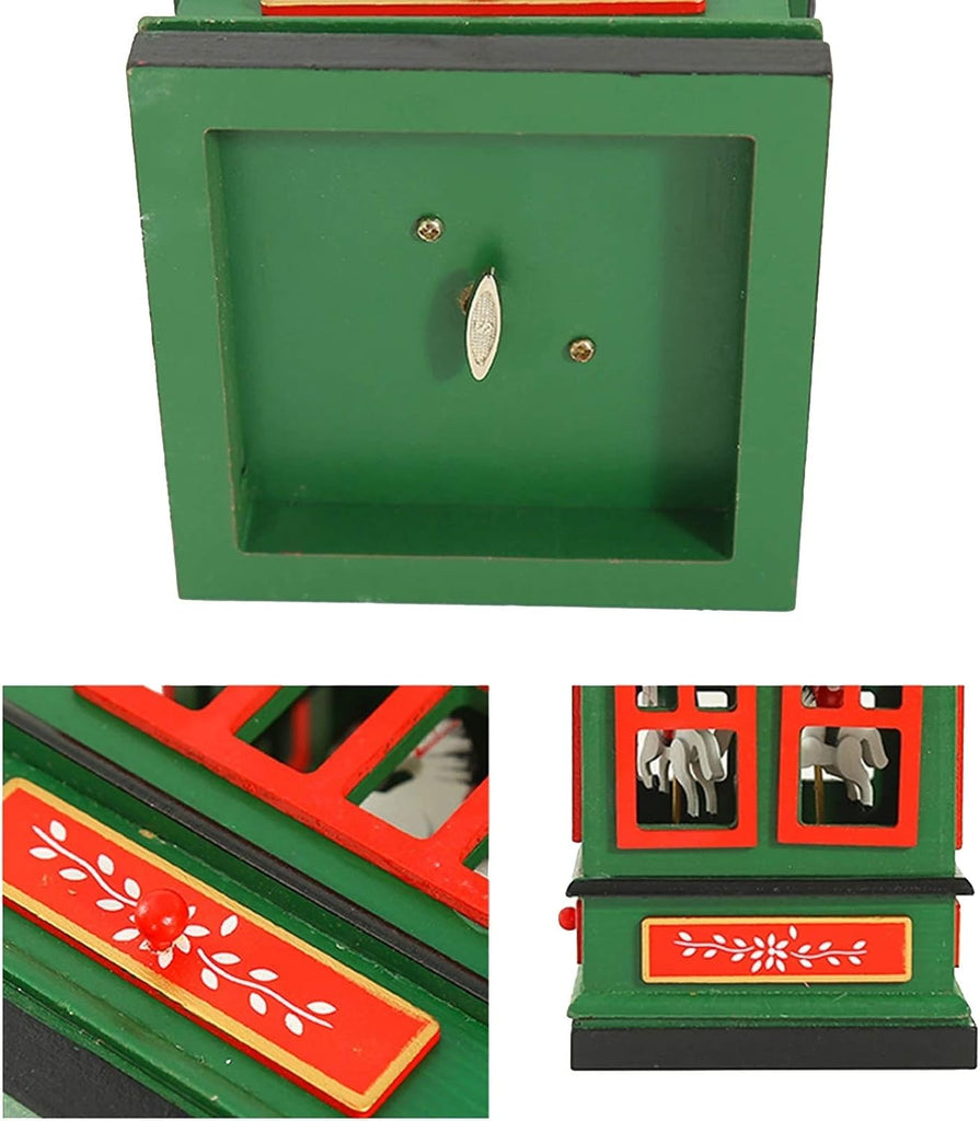 Christmas Wooden Carousel Music Box House Decorations Cute Rotating Creative Design Tool Party Decor