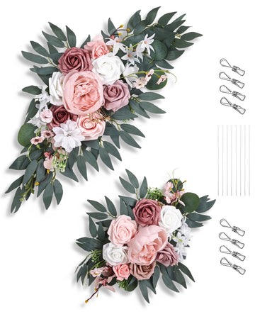 Arch Flowers Kit 2 Pack, Artificial Wedding Arch Decor, Silk Floral Swag