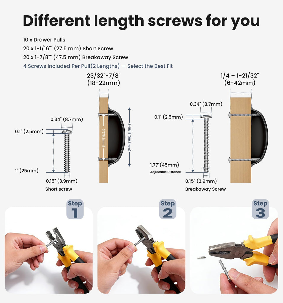 Drawer Pulls 10 Pack, 3 Inch Hole Center Cup Pulls, Matte Black