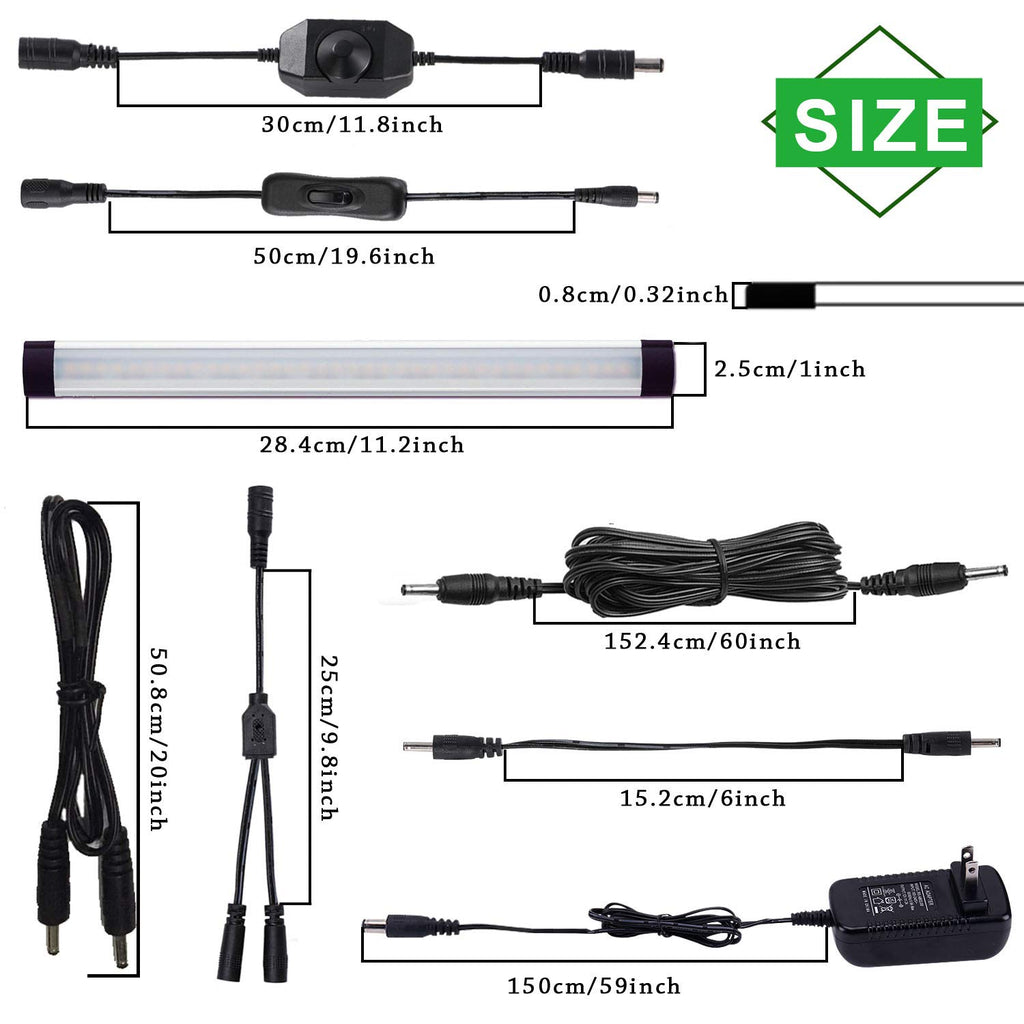 LED Under Counter Light Rigid Bar Kit, Plug in Corded 12V LED Under Cabinet Lighting Dimmable with Switch for Counter
