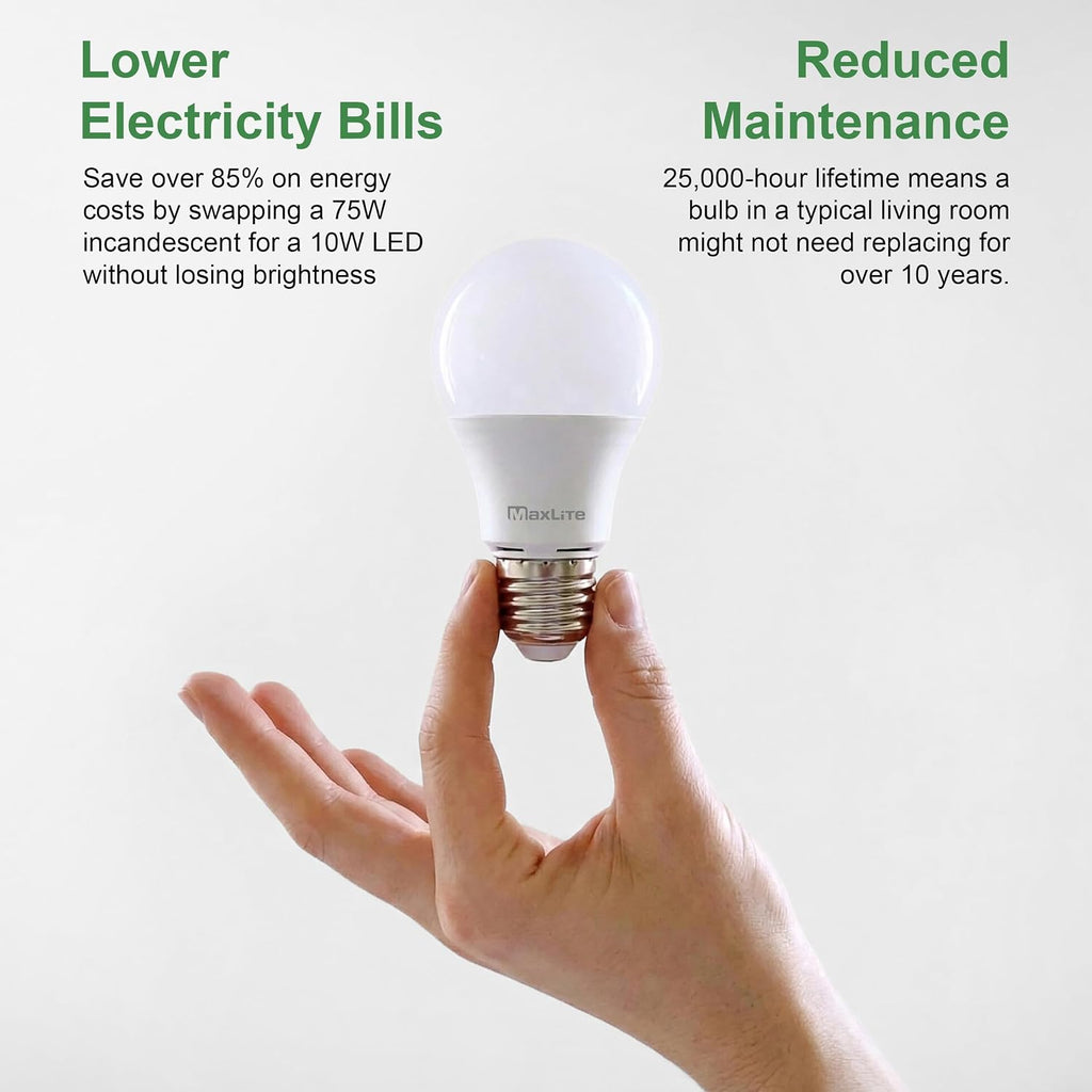 A19 LED Light Bulb, 10W, Soft White 2700K Dimmable Household Lighting Enclosed Rated (4 Pack)