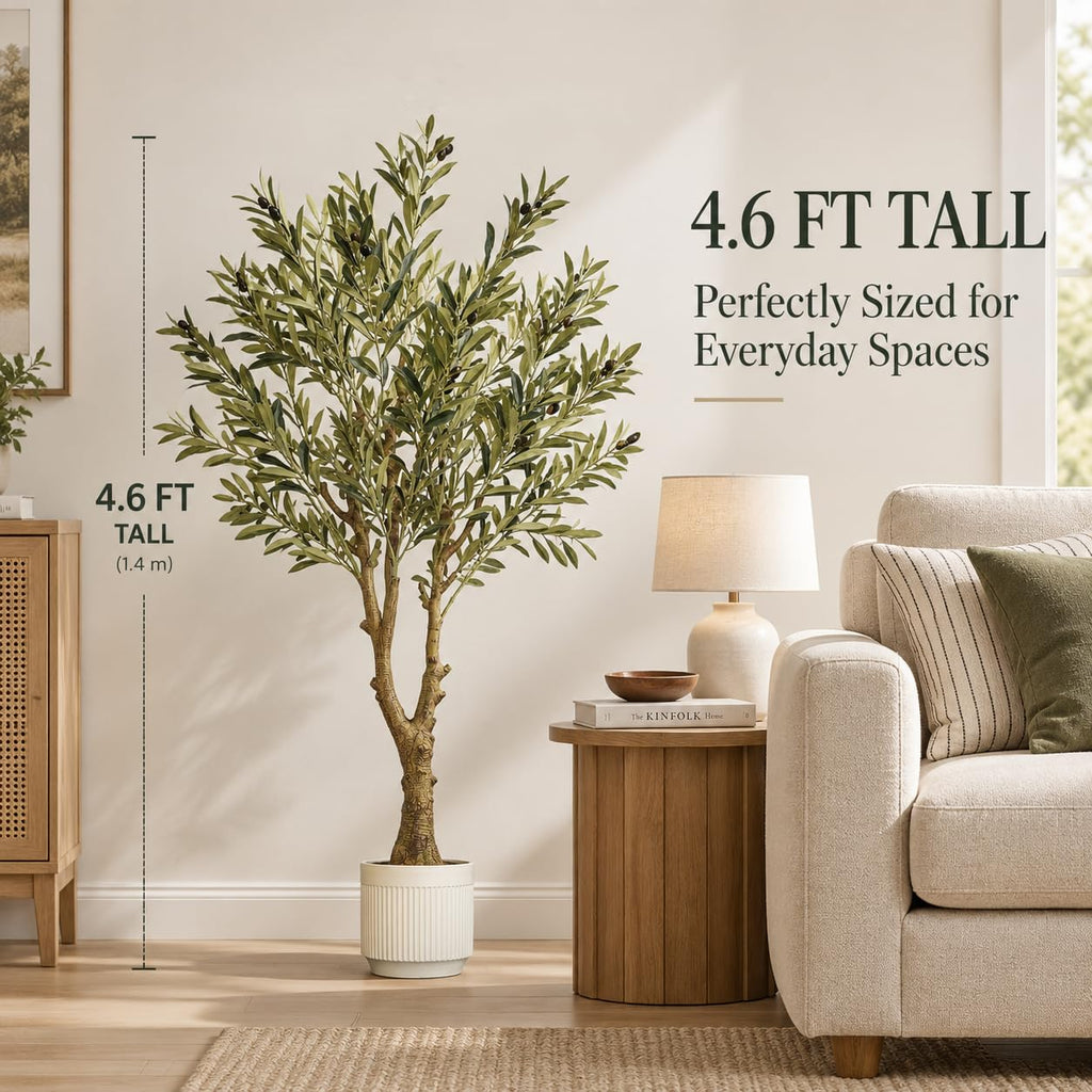 Artificial Olive Tree Faux Olive Plant Decor 4.6FT