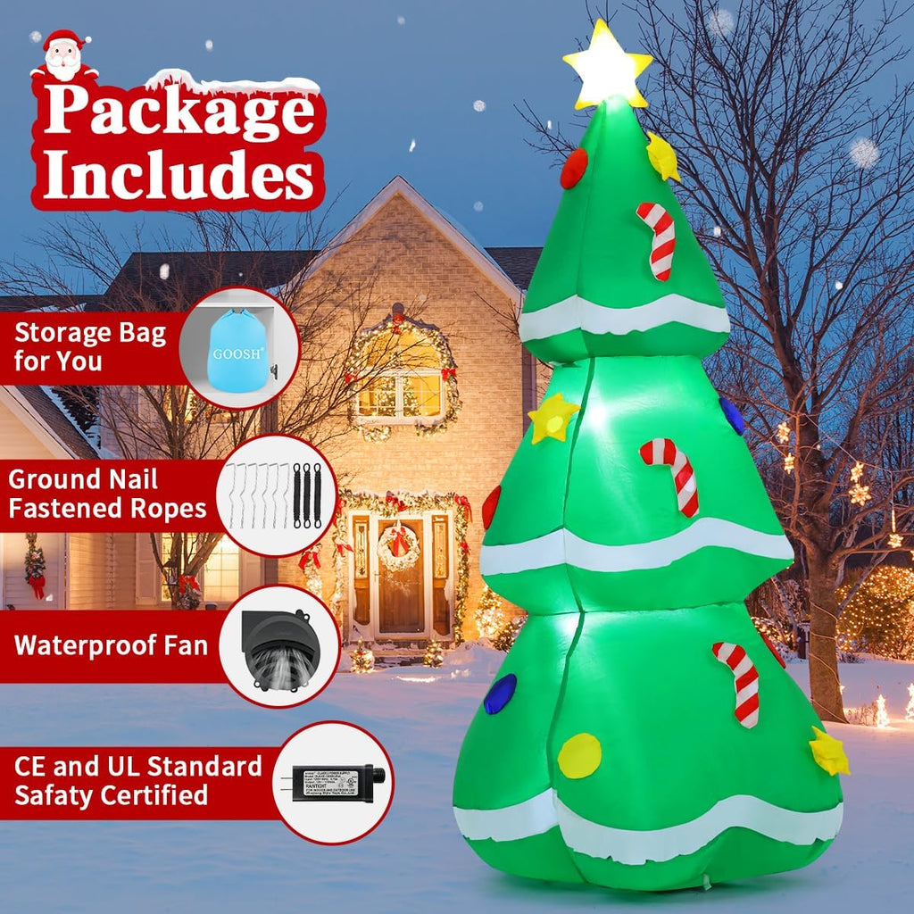 10.5 FT Christmas Inflatables Tree with Built-in Music Box & LEDs Outdoor Decorations Blow Up Tree Yard Decoration