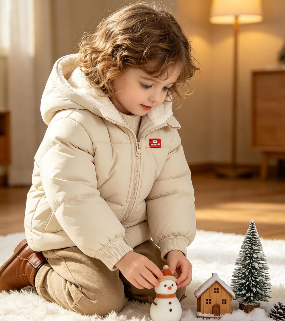 Baby Hooded Puffer Jacket,Fleece Lined Winter Coat