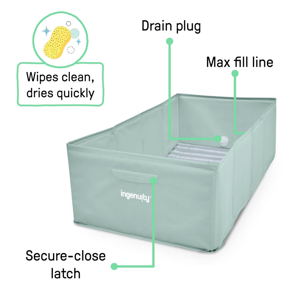 Tuckaway Toddler Folding Tub, Converts Shower to Tub, Folds to Store, Easy to Clean, No Assembly Required, Portable
