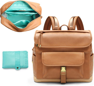 Diaper Bag Backpack, 12 Pockets Leather Mini Diaper Bag, Baby Bag Backpack, Baby Registry Search, 4 Insulated