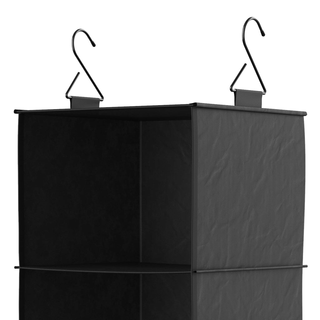 3-Shelf Fabric Hanging Closet Organizer with Garment Rod for Shirts, Sweaters, Pants, Hats, Shoes, Purses with