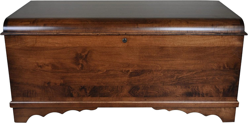 Cedar Hope Chest with Waterfall Top, Amish Made Wooden Storage Trunk Box , Blanket, Clothes, Anti-Slam Hinges and