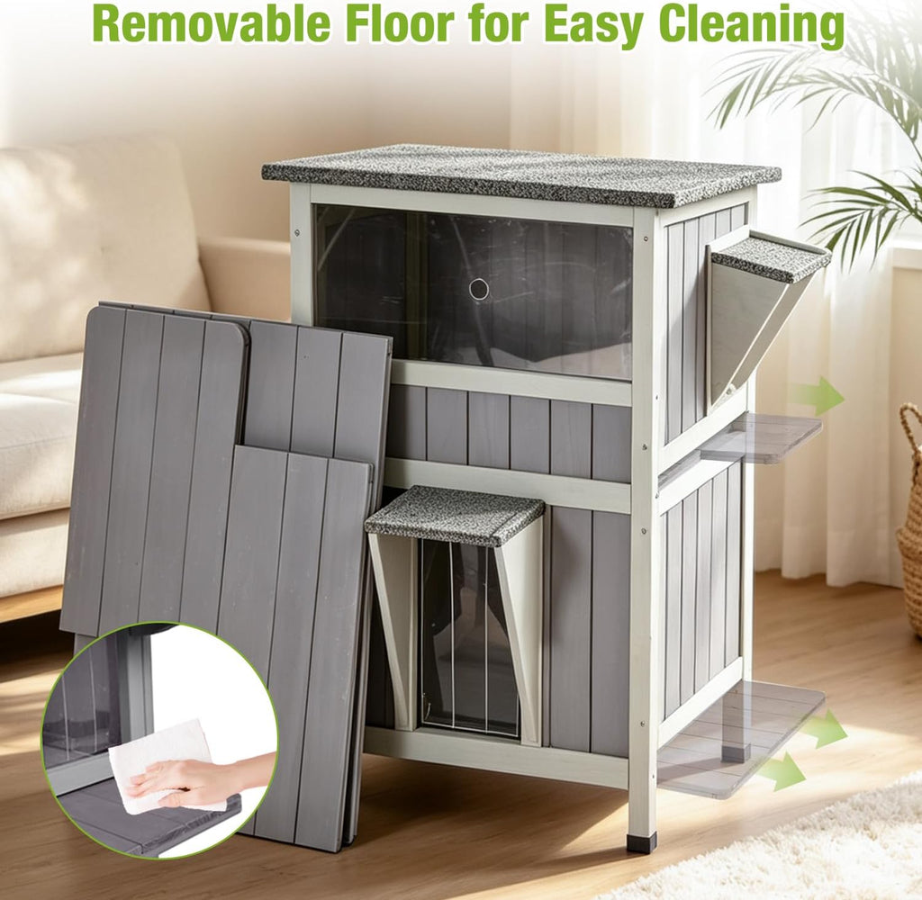 2-Story Large Outdoor Cat House Weatherproof for 2-4 Outdoor Cats
