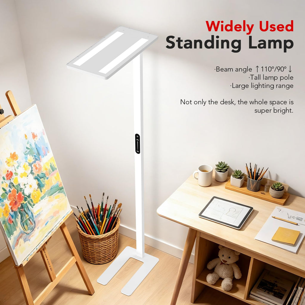 LED Floor Lamp, Super Bright Standing Lamp, White