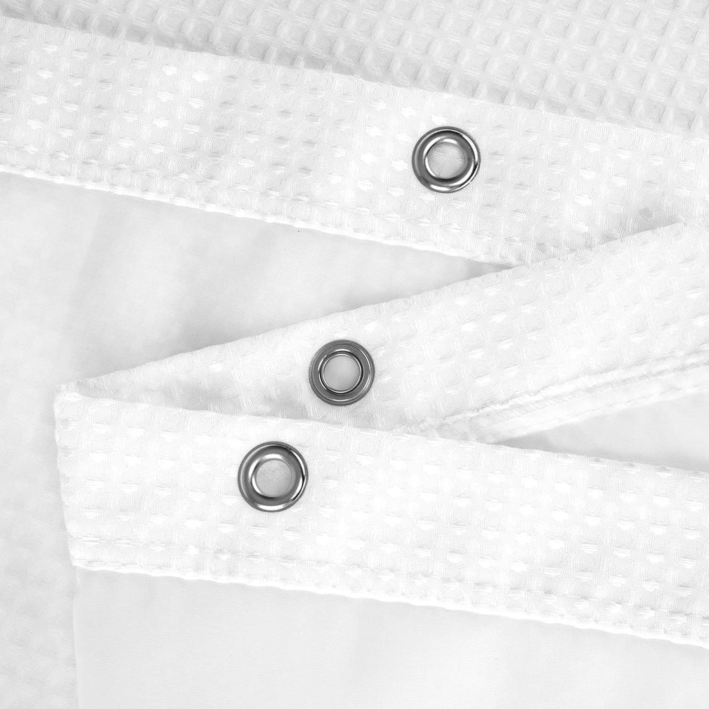 48 x 72 Waffle Weave Shower Curtain with Snap-in Liner Set White