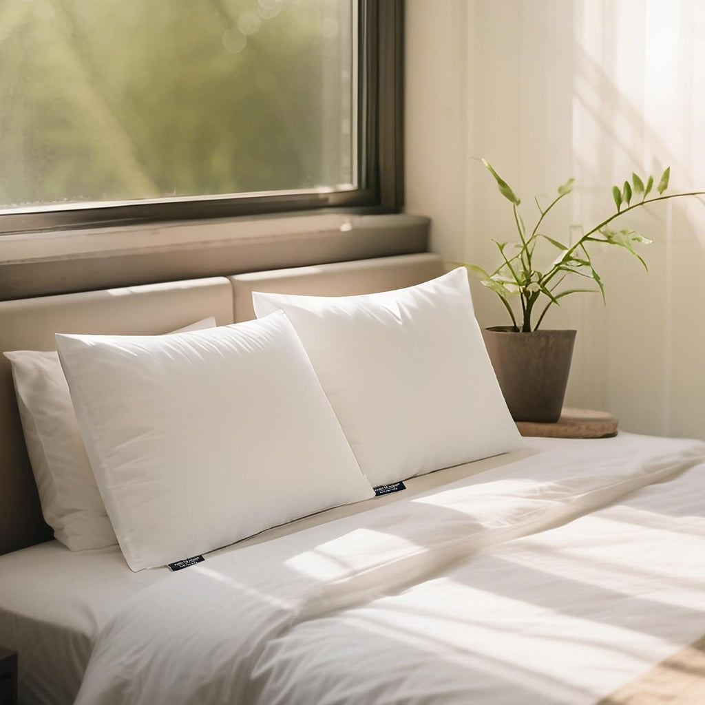 100% Organic Cotton Cover Pillows Queen/Jumbo Size Set of 2 | Down Alternative Fill, Hotel Collection Pillow, Soft