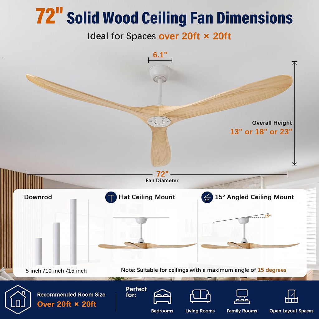 Inspired Maverick Style 72" wood ceiling fan, White