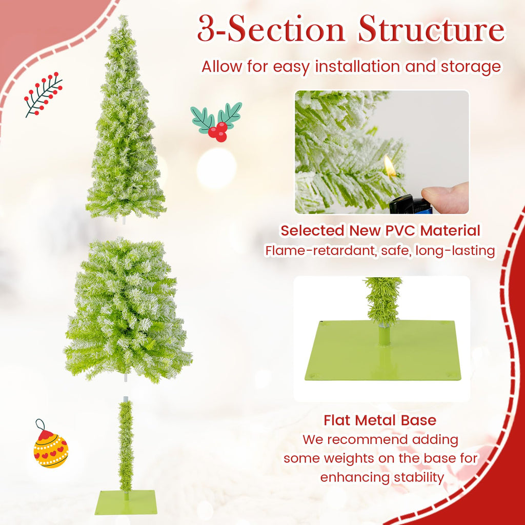 7 FT Pre-Lit Whimsical Christmas Tree, Bendable Xmas Tree with 366 Branch Tips, 160 Warm White LED Lights, 8 Modes