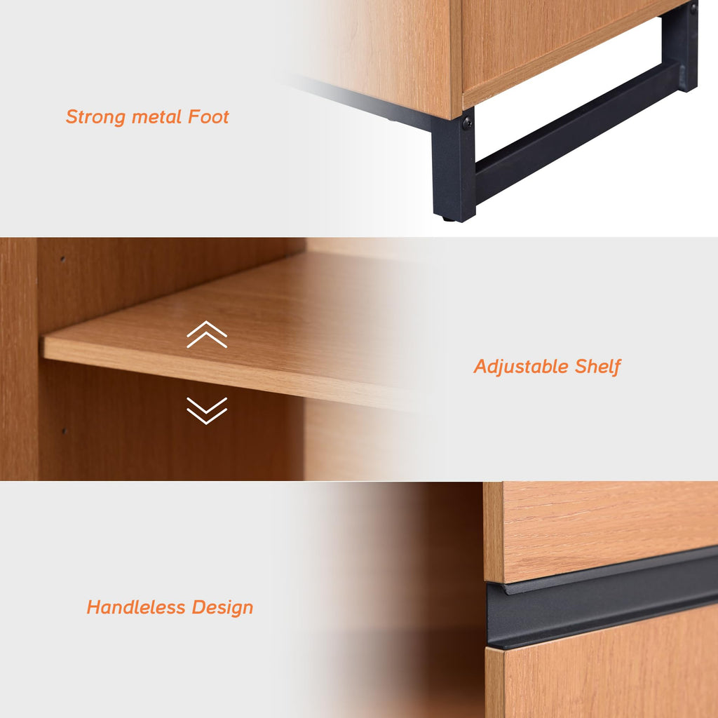 Sideboard Buffet Cabinets, Modern Sideboard with Adjustable Shelf and Metal Base, Coffee Bar Cabinet Storage Cabinet